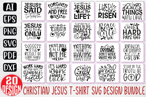 Jesus Christian SVG And T-shirt Design Bundle