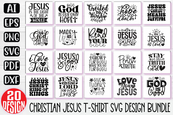 Jesus Christian SVG And T-shirt Design Bundle