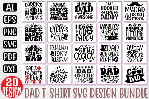 Happy Father's Day SVG And T-shirt Design Bundle