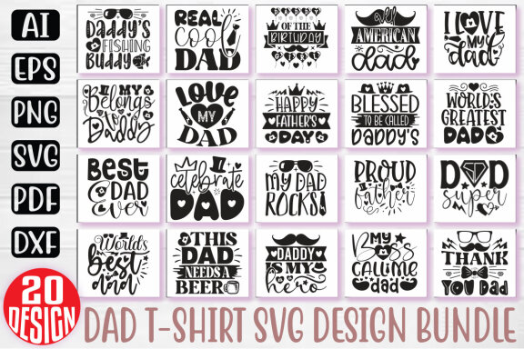 Happy Father's Day SVG And T-shirt Design Bundle