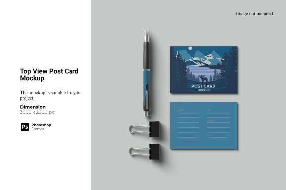 Top View Post Card Mockup
