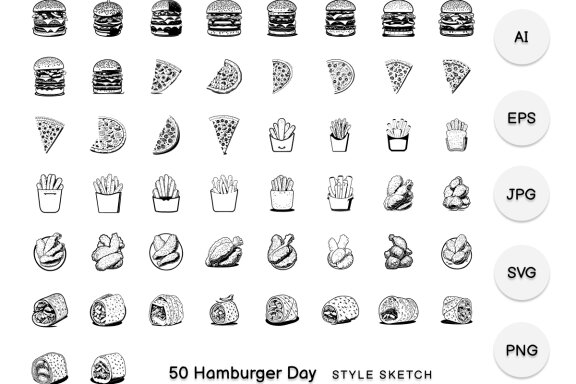 Hamburger Day Element Draw Black