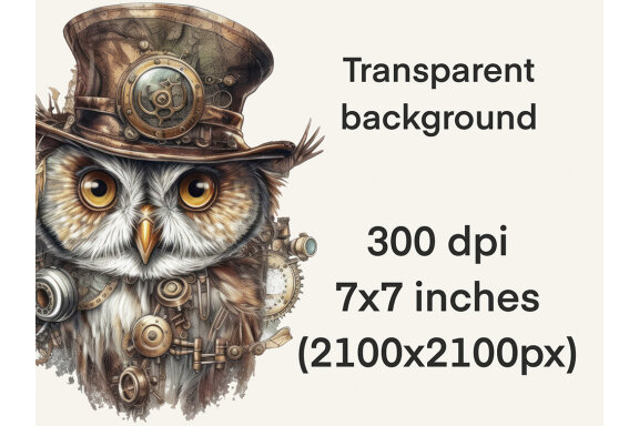 Steampunk Owl PNG Bundle