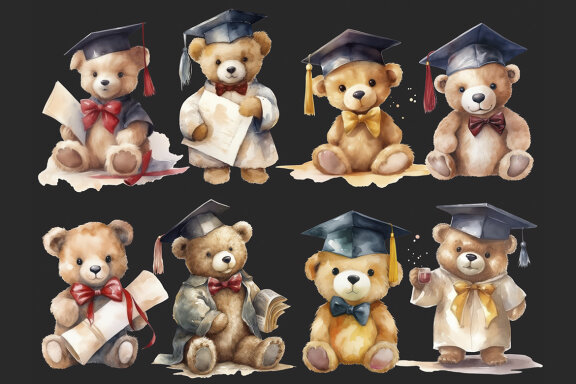 Graduation Teddy Bear PNG Bundle