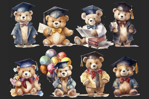 Graduation Teddy Bear PNG Bundle