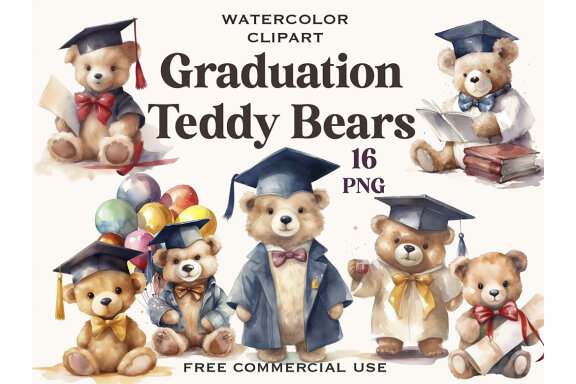 Graduation Teddy Bear PNG Bundle