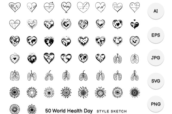 World Health Day Element Draw Black