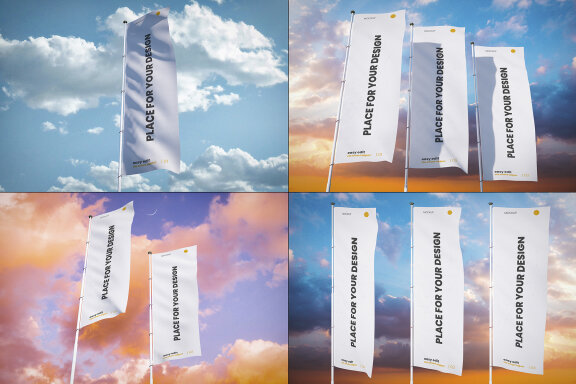 Vertical Flags Mockup