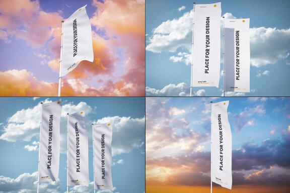 Vertical Flags Mockup