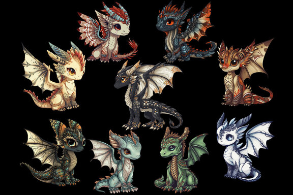 Tribal Dragon PNG Bundle