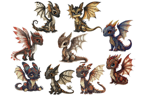 Tribal Dragon PNG Bundle