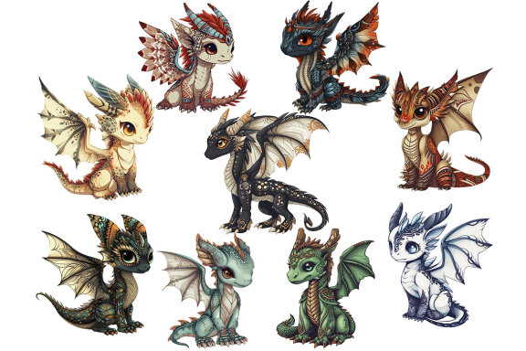 Tribal Dragon PNG Bundle
