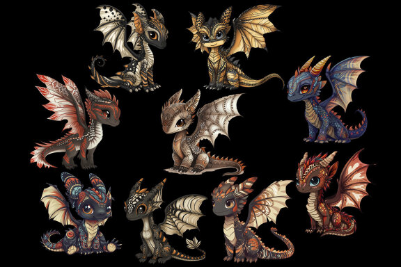 Tribal Dragon PNG Bundle