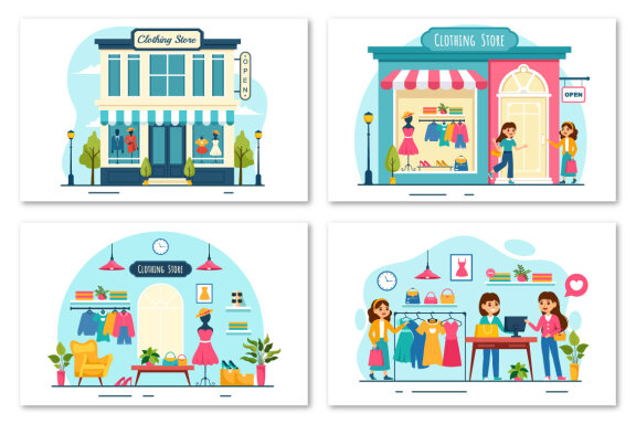 12 Clothing Store Illustration