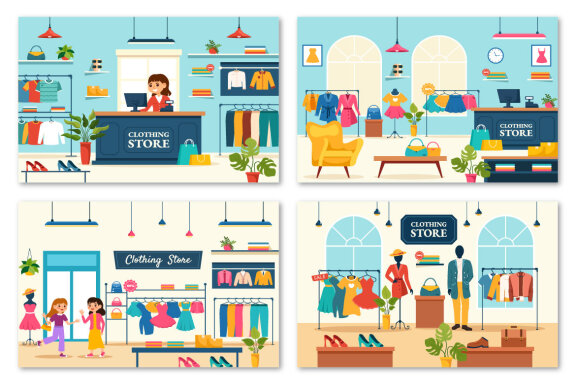 12 Clothing Store Illustration