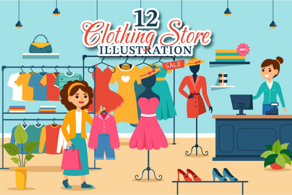 12 Clothing Store Illustration