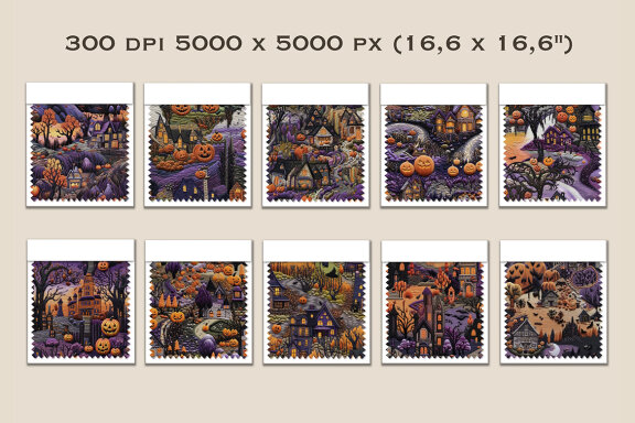 Halloween Embroidery Seamless Patterns Bundle