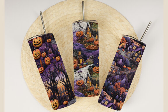 Halloween Embroidery Seamless Patterns Bundle