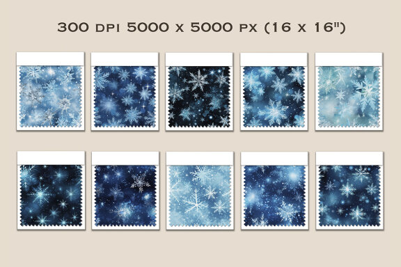 Snowflakes Seamless Patterns Bundle