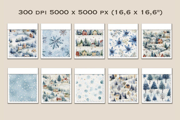 Winter Village Seamless Patterns Bundle