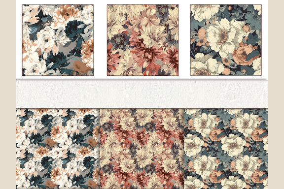 Vintage Flowers Seamless Patterns Bundle