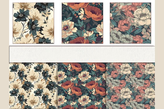 Vintage Flowers Seamless Patterns Bundle