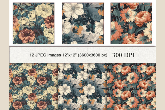 Vintage Flowers Seamless Patterns Bundle