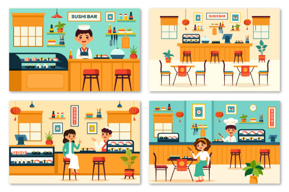 12 Sushi Bar Illustration