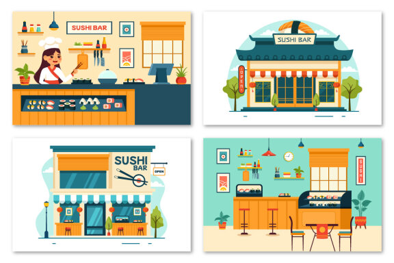 12 Sushi Bar Illustration