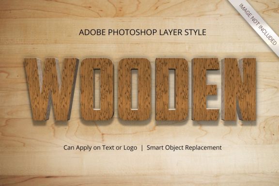 3D Realistic Wood Text Effect Style