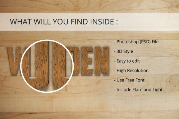 3D Realistic Wood Text Effect Style