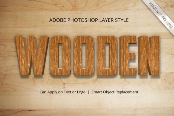 3D Realistic Wood Text Effect Style