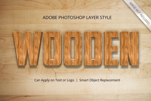 3D Realistic Wood Text Effect Style