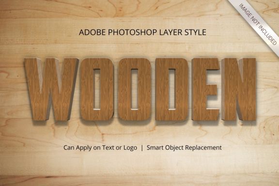 3D Realistic Wood Text Effect Style
