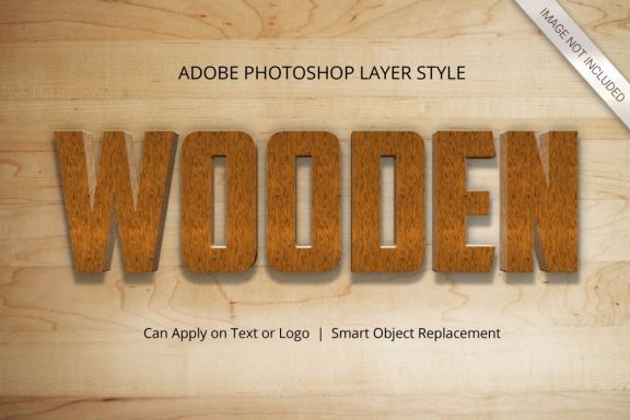 3D Realistic Wood Text Effect Style