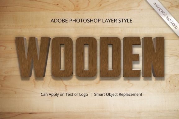 3D Realistic Wood Text Effect Style