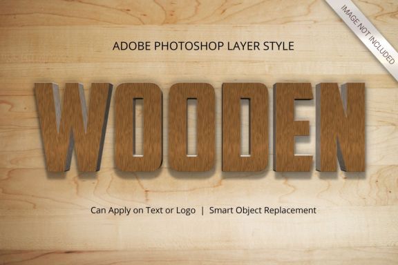 3D Realistic Wood Text Effect Style