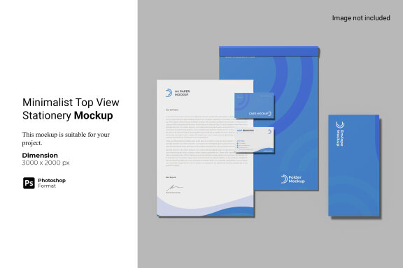 Minimalist Top View Stationery Mockup