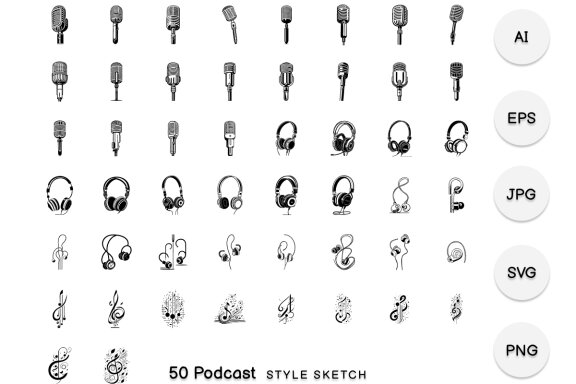 Podcast Element Draw Black