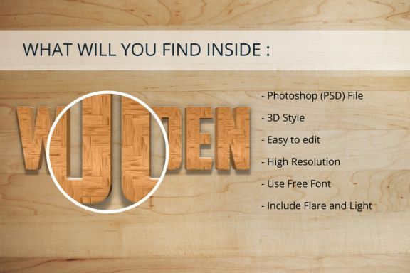3D Realistic Wood Text Effect Style