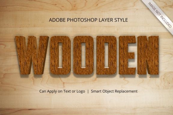 3D Realistic Wood Text Effect Style