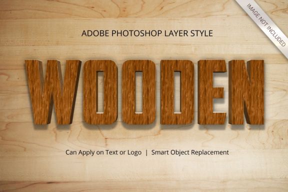 3D Realistic Wood Text Effect Style