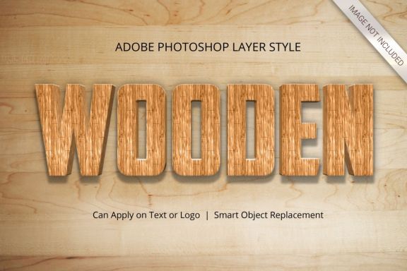 3D Realistic Wood Text Effect Style