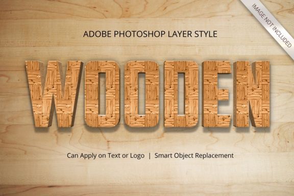 3D Realistic Wood Text Effect Style