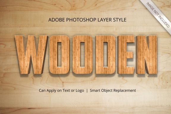 3D Realistic Wood Text Effect Style