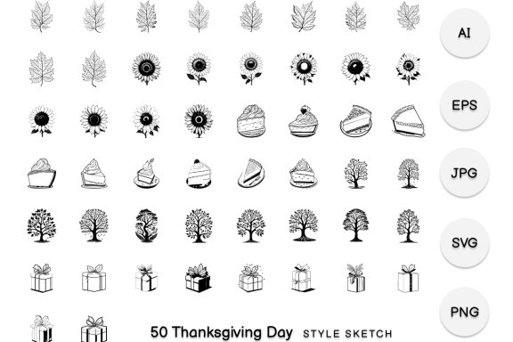 Thanksgiving Day Element Draw Black