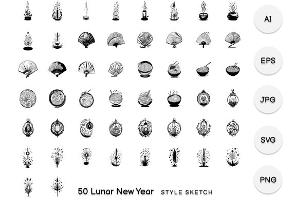 Lunar New Year Element Draw Black