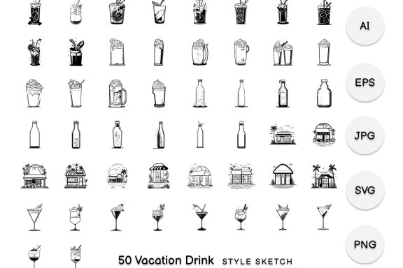 Vacation Drink Element Draw Black