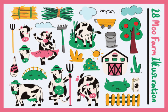 Moo Farm With Illustration Pack