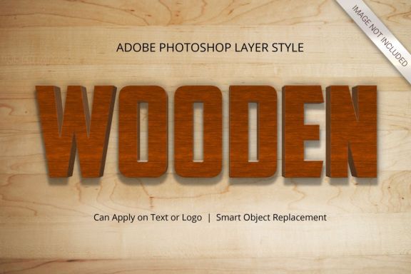 3D Realistic Wood Text Effect Style